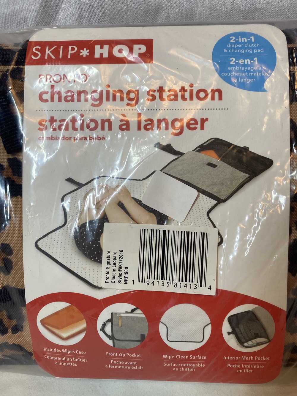 Skip Hop Pronto Signature Changing Station 2-in-1 Diaper Clutch Tan Leopard NEW